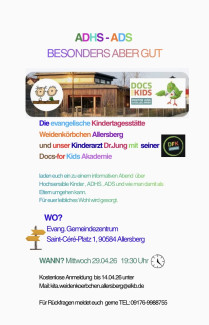 Bild von der Einrichtung mit Text